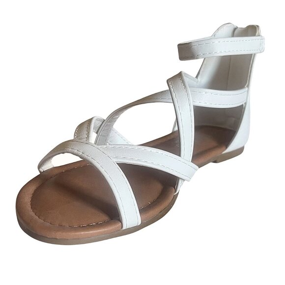 Women's Crisscross Strappy Open Toe Flat Sole Sandals Back Zipper Closure - Picture 2 of 6